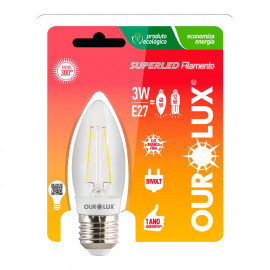 LÂMPADA LED. VELA OUROLUX 3W BIVOLT E27