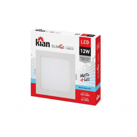 PLAFON LED EMBUTIR KIAN QUADRADO 12W BIVOLT