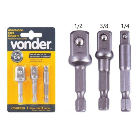 ADAPTADOR SOQUETES JG 3 PCS VONDER