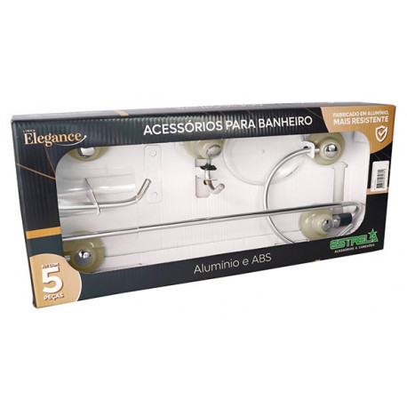 ACESS. KIT ESTRELA ELEGANCE CROMADO 5 PCS